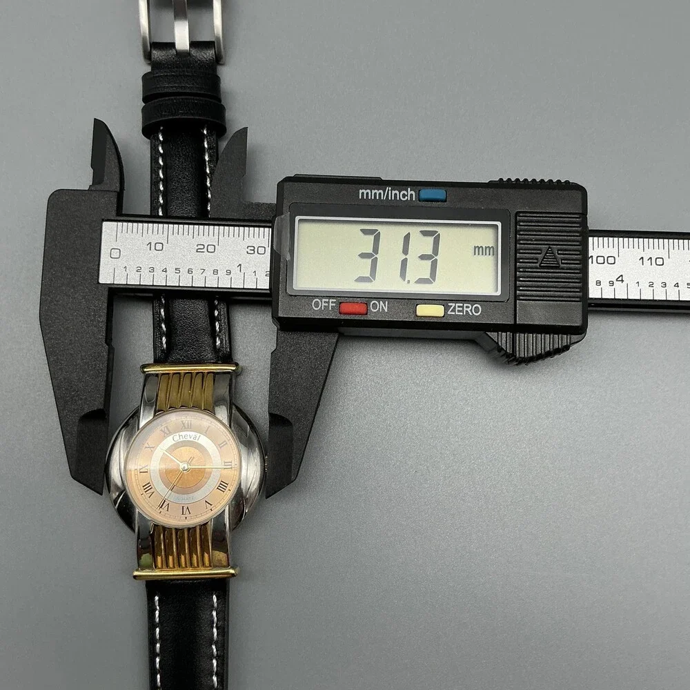 Cheval Design Studio Womens Watch 31mm Two Tone Black Leather New Battery